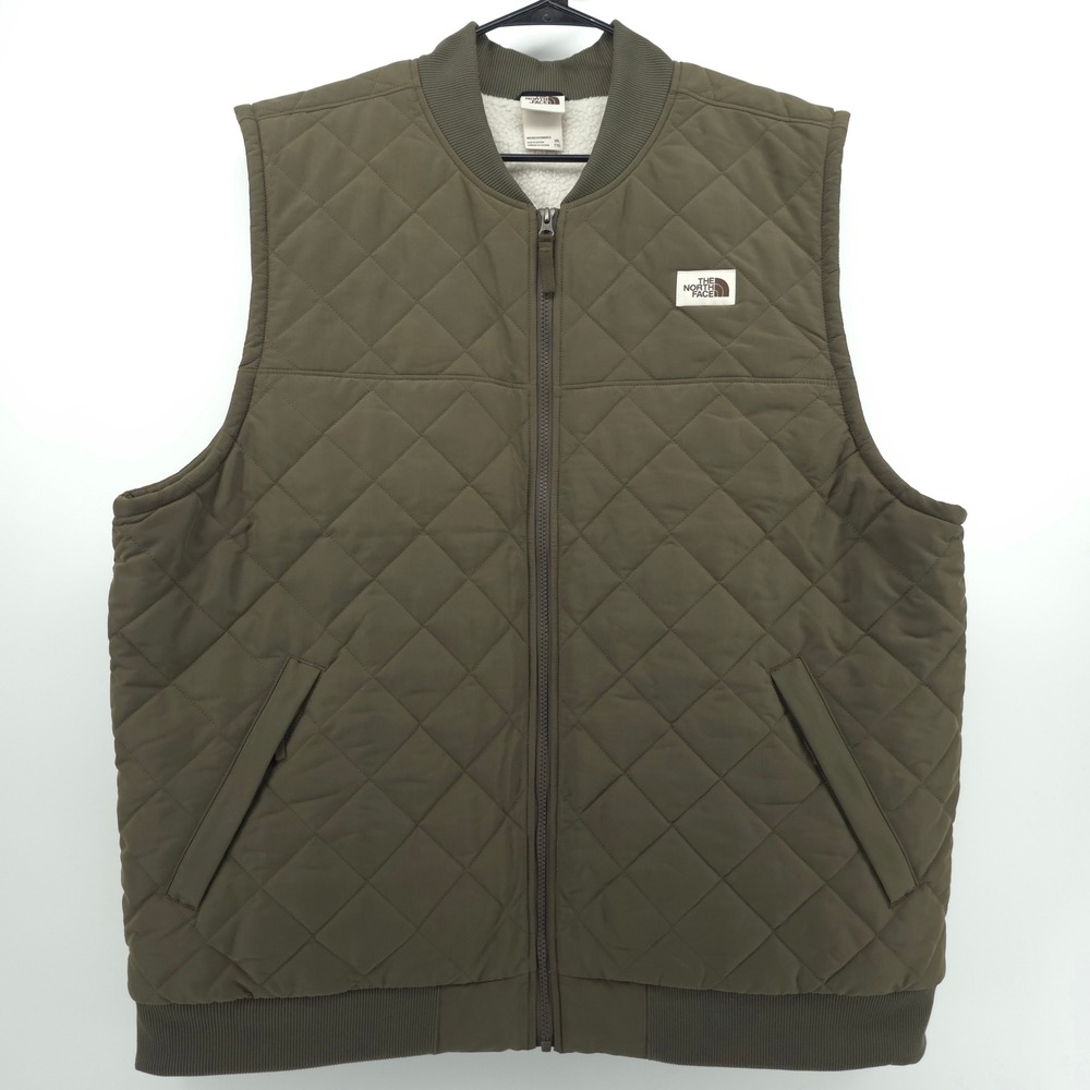 The North Face Quilted Sherpa Lined Men Vest XXL Olive Green Bomber Gorpcore